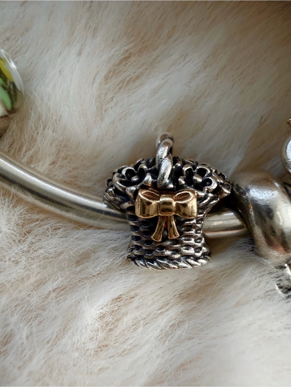 Pandora “Forever Bloom Basket” Charm 14K Gold & Sterling Silver